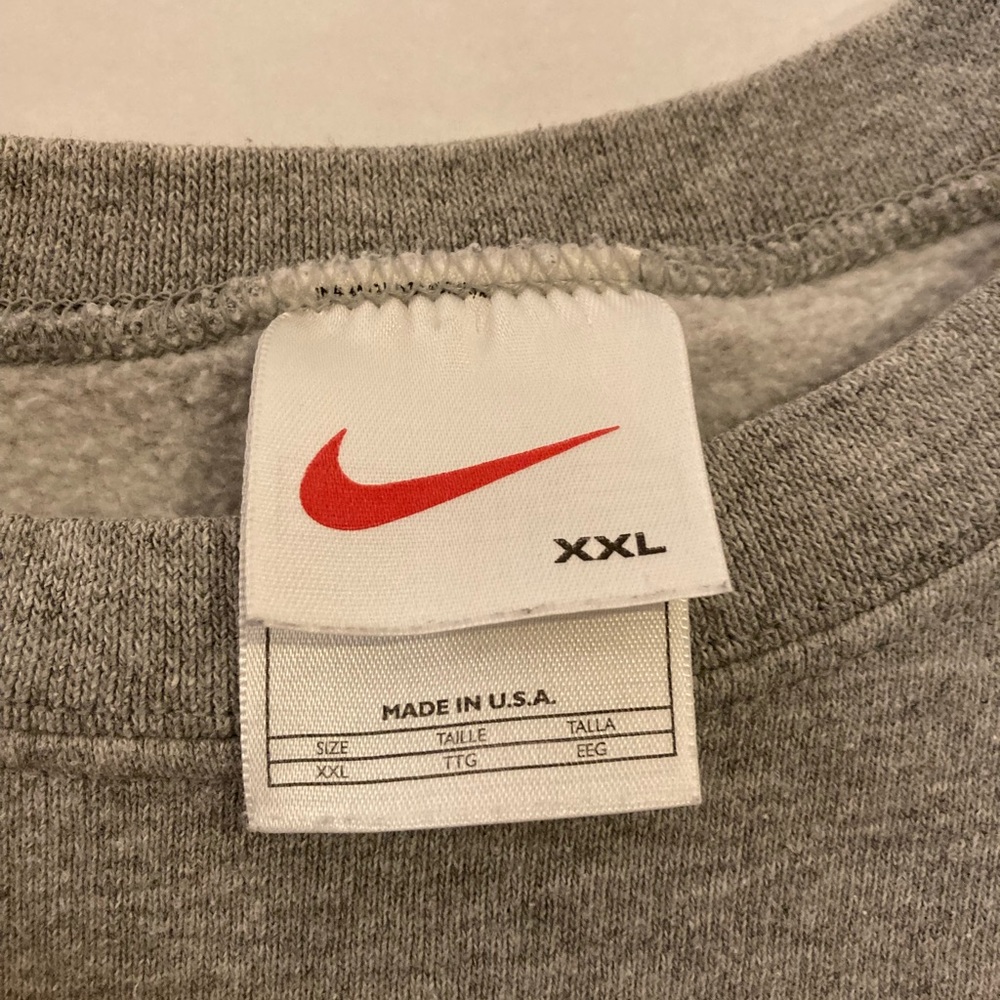 VTG 90s Nike White Tag Crewneck Sweatshirt Mini Swoosh Made in USA 2XL XXL Gray - Picture 4 of 4